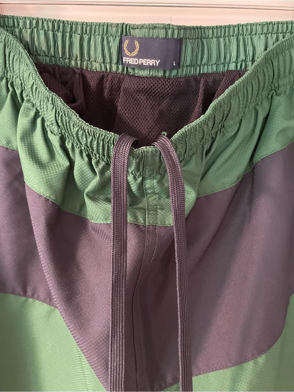 Fred Perry Swim Shorts Large Green & Navy Colorblock